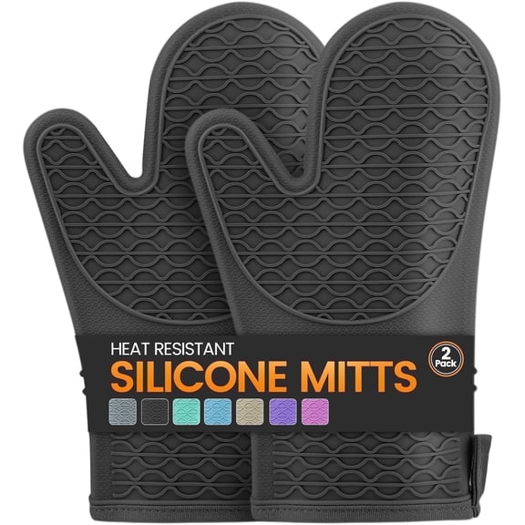 OADUKQ Silicone Cotton Oven Mitts, Heat Resistant, 1 Pair Yellow ...