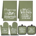 thumbnail image 1 of HEETLY Farmhouse Durable 6-Piece Kitchen Textiles, Heavy Duty 500°F Cotton Oven Mitts and Pot Holders Sets with Kitchen Towels, 1 of 7