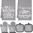 thumbnail image 1 of HEETLY Farmhouse Professional 6-Piece Cooking Set, Heavy Duty 500°F Heat Resistant Oven Mitts and Pot Holders Sets with Kitchen Towels, 1 of 7