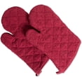 thumbnail image 1 of HEETLY 13-Inch Terry Cloth Oven Mitts, 1-Pair Set, 400°F Heat Resistant 100% Cotton, Barn Red, 1 of 8