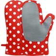 thumbnail image 1 of HEETLY Cotton Oven Mitts Set with Silicone Grip, 2-Piece 392°F Heat Resistant, Red Dots, 1 of 8
