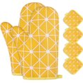 thumbnail image 1 of HEETLY Pot Holders and Oven Mitts Set, 6 Piece Cotton Kitchen Set (2 Oven Mitts + 4 Pot Holders), Heat Resistant 392°F for Cooking Baking Grilling, 1 of 8