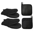 thumbnail image 1 of HEETLY Short Oven Mitts and Pot Holders Set,4-Piece,500°F Heat Resistant with Neoprene Grip,Black, 1 of 7