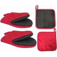 thumbnail image 1 of HEETLY Short Oven Mitts and Pot Holders Set,4-Piece,500°F Heat Resistant with Neoprene Grip,Red, 1 of 6