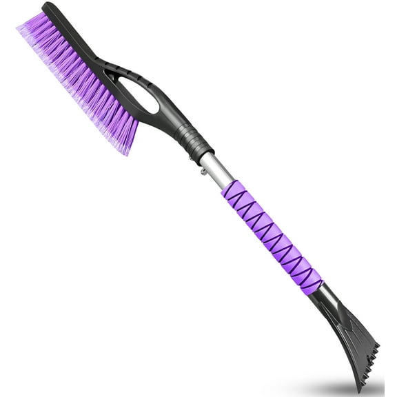 HEEYA 28" Ice Scraper and Brush for Car, Snow Brush and Ice Scraper with Foam Grip, Detachable Snow Scraper for SUV Truck Jeep Vehicle Auto Windshield Window - Purple