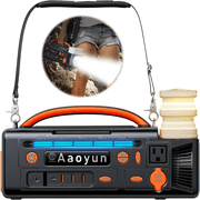 HEEYCEM Portable Power Station 300W, 296Wh Solar Generator with 100W USB-C In/Output, Night Light & LED Flashlight, Compact Camping Battery with Strap for Outdoor CPAP Home Backup Emergency