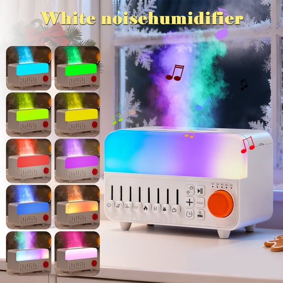 HEEYCEM 4-in-1 Aroma Essential Oil Diffuser with Bluetooth Speaker Function, Humidifier, 12 Colors Night Light with 8 Nature Sounds, White Noise & Timer for Bedroom, Baby, Adults, and Kids