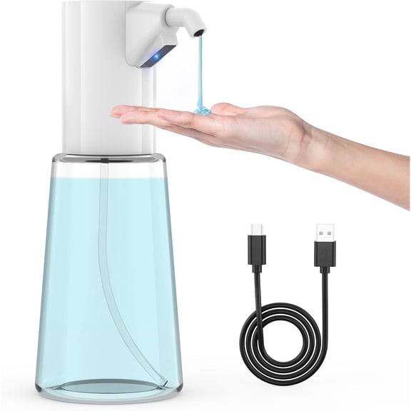 HEEYCEM Automatic Soap Dispenser Adjustable,4 Adjustable Levels Rechargeable Electric Liquid Dispenser,450ml Touchless Hand Sanitizer Pump for Bathroom and Kitchen