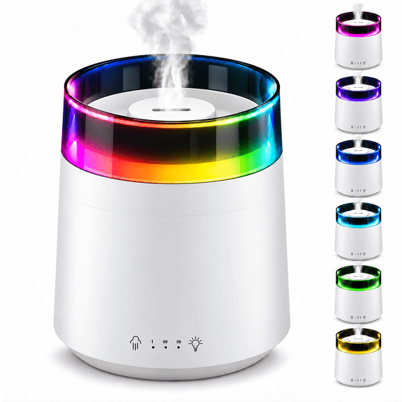 Humidifier for Bedroom, 3L Mist Humidifier with Colorful Light, 3 Levels, Quiet Operation, Water Shortage Protection, BPA-Free for Home(White)