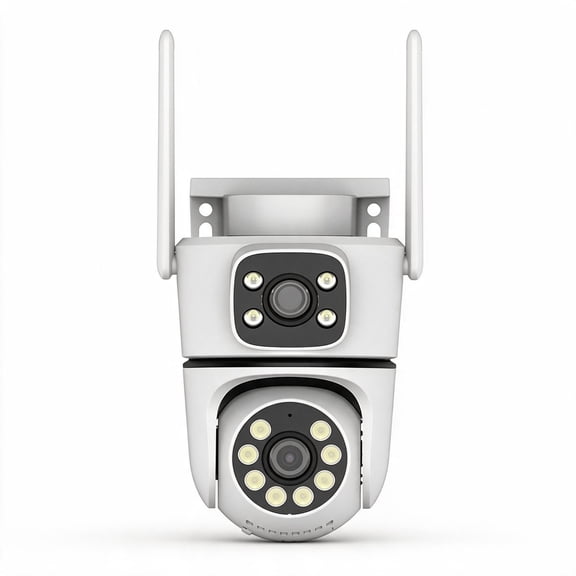 Outdoor Security Camera, Dual Lens 2MP+2MP Wi-Fi 6 Pan-Tilt, IP65 Weatherproof, 20m IR Night Vision & 2-Way Audio