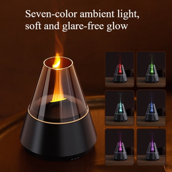 HEEYCEM Simulated Fireplace Humidifier Realistic Flame Warm Light CozyUpgrade 7 Colour Lights Aromatherapy Diffuser, Oil Diffuser, Air Humidifier, Aroma Diffusers for Home, Home Decor for Fall Winter