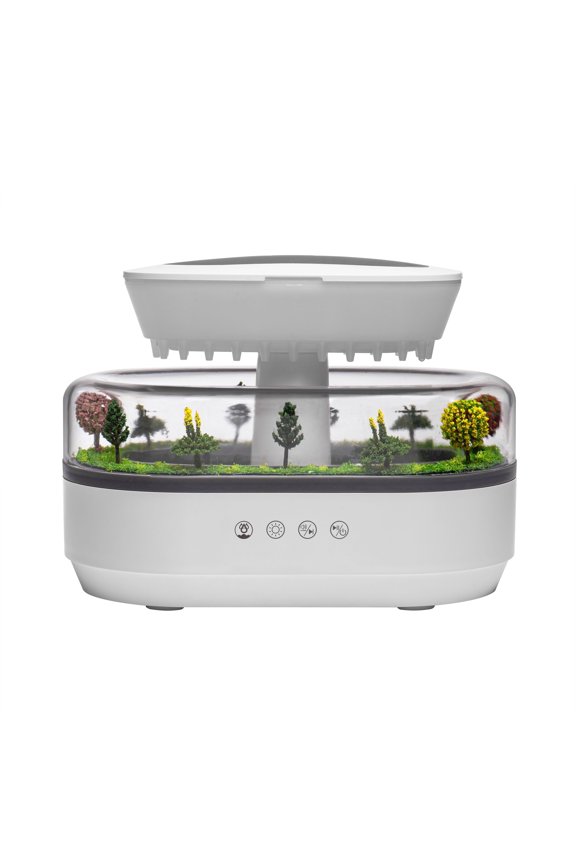 Ultrasonic Cool Mist Humidifier Diffuser, Forest Diorama Design, Raindrop Sound & White Noise, 8-12 Hours Continuous Spray, Waterless Auto Shut Off, Safe for Baby Nursery, Stylish Home Decora