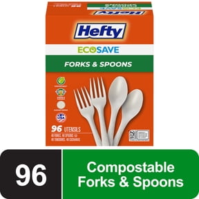 Hefty ECOSAVE Compostable Forks and Spoons, 96 Count