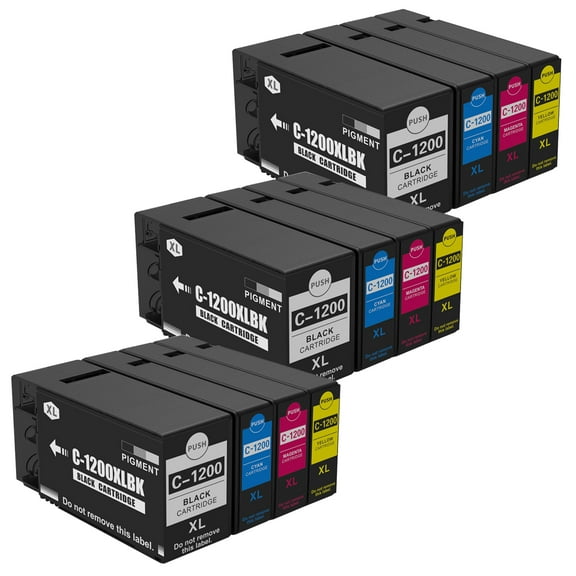 PGI 1200XL 1200 Ink Cartridges 12 Pack Maxify Compatible for Canon pgi1200 maxify ink cartridge MB2720 2320 2120 2350 2050 2020 Printer(3BK 3C 3M 3Y)