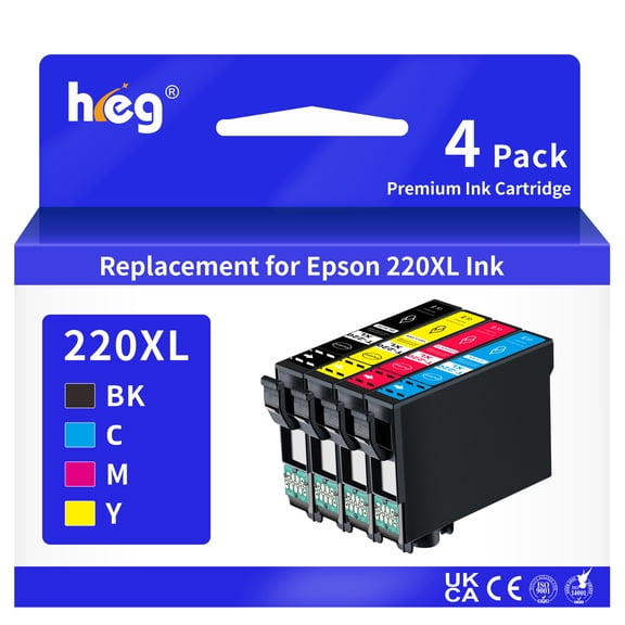 T220XL 220 ink cartridge Replacement For WorkForce WF-2750 2760 2630 2650 2660 XP-320 420 424 Printer(4 Pack)
