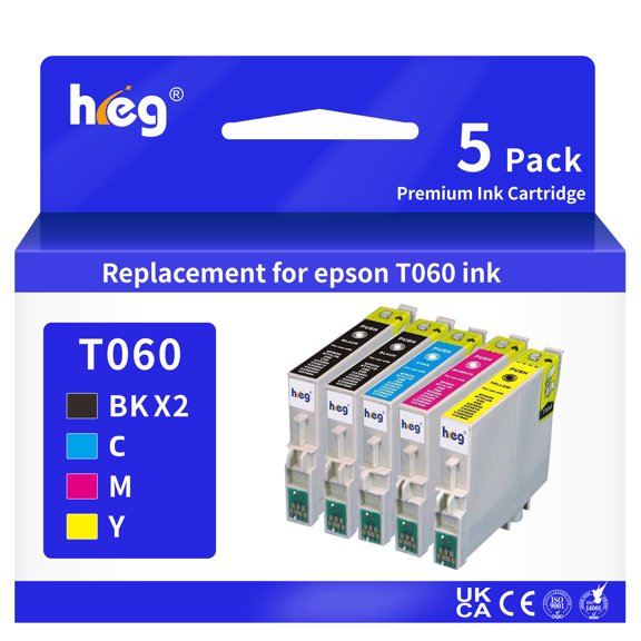 T060 T0601 Ink Cartridge Replacement for Epson Stylus CX4200 CX4800 CX5800F CX7800 C68 C88 C88+ CX3800 CX3810 Printer(2BK 1C 1M 1Y-5 Pack)