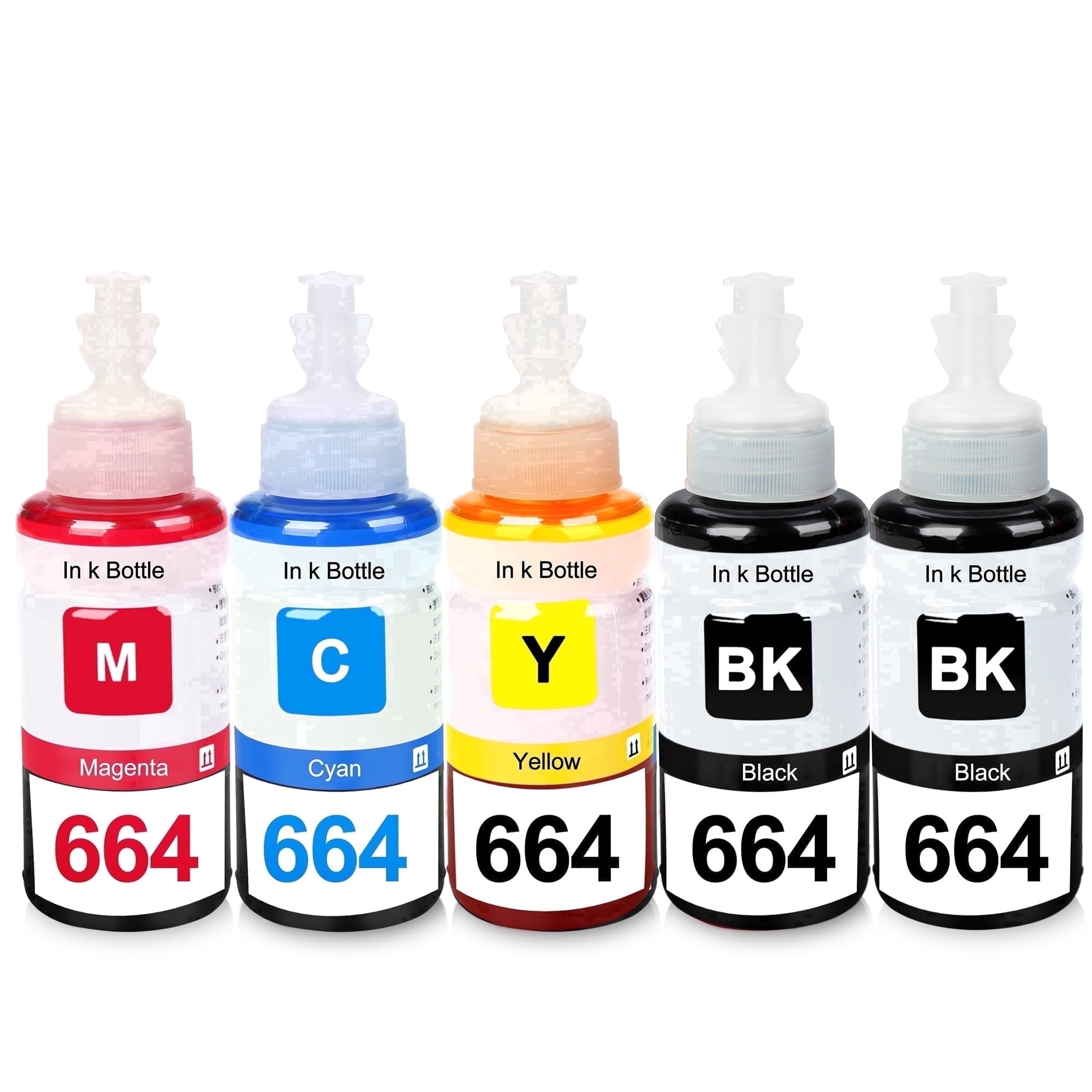 664 Dye Ink Bottle Refill Replacement for L120 L210 L300 L355 L395 L1300 L800 Printer(5 Pack)