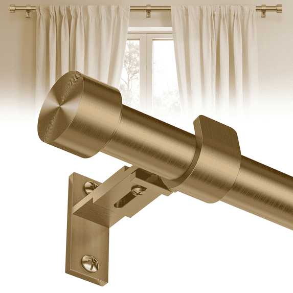 HEI! DEAR 1" Brass Gold Curtain Rod, Heavy Duty Adjustable 36-144" Drapery Rod with Aluminum Finial
