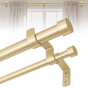 HEI! DEAR 1" Adjustable Gold Double Curtain Rod Set for Windows Heavy Duty with End Cap Finials,36-60"