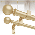 thumbnail image 1 of HEI! DEAR 1" Heavy-Duty Adjustable Double Curtain Rod Set 36-120" with Gold Ball Finials, 1 of 7