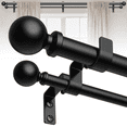 thumbnail image 1 of HEI! DEAR 1" Heavy-Duty Adjustable Double Curtain Rod Set 36-88" with Matte Black Ball Finials, 1 of 7