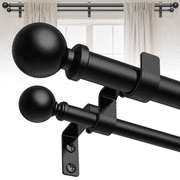 HEI! DEAR 1" Heavy-Duty Adjustable Double Curtain Rod Set 36-88" with Matte Black Ball Finials
