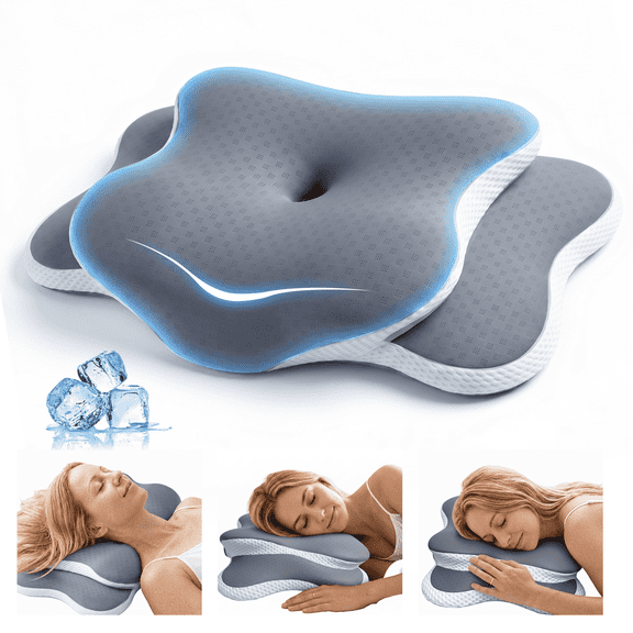 HEIHING Cervical Neck Pillow for Sleeping Ergonomic Cervical Pillow for Neck Pain Memory Foam Dual-Height Contoured Neck Support Pillow with Spine Alignment Bumps