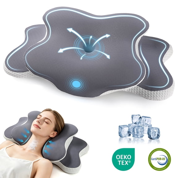 HEIHING Ergonomic Cervical Pillow, Dual-Height Contoured Neck Support Pillow with Spine Alignment Bumps, Orthopedic Design for Back and Side Sleepers