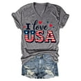 thumbnail image 1 of HEILAU 4th of July Shirts for Women Plus Size Independence Day American Flag Graphic Tees Casual Printing Short Sleeves V Neck Loose T Shirt Blouse Tops Patriotic T Shirts, 1 of 3
