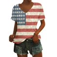thumbnail image 1 of HEILAU 4th of July Shirts for Women Plus Size Independence Day American Flag Graphic Tees Vintage Print Floral Casual V Neck T Shirt Patriotic T Shirts, 1 of 5