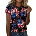 thumbnail image 1 of HEILAU 4th of July Shirts for Women American Flag Graphic Tees Independence Day Crew Neck Floral Print Casual T Shirt Patriotic T Shirts, 1 of 4