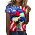 thumbnail image 1 of HEILAU 4th of July Shirts for Women Independence Day American Flag Graphic Tees Crew Neck Floral Print Casual T Shirt Patriotic T Shirts, 1 of 4
