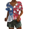thumbnail image 1 of HEILAU 4th of July Shirts for Women Independence Day American Flag Graphic Tees Patriotic Vintage Print Floral Casual V Neck T Shirt Summer Tops, 1 of 5