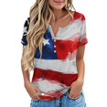 thumbnail image 1 of HEILAU 4th of July Shirts for Women Independence Day American Flag Graphic Tees V Neck 2025 Button Short Sleeve Summer Shirt Patriotic T Shirts, 1 of 7