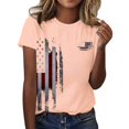 thumbnail image 1 of HEILAU American Flag Graphic T Shirts for Women Independence Day 2D Station National Printed Loose Casual Sports Short Sleeve T Shirt Patriotic Tops, 1 of 8