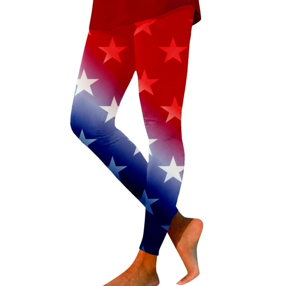 HEILAU Independence Day Leggings for Women Patriotic High Waist Fourth Of July American Flag Patterned Compression Tights USA Patiotic Tights