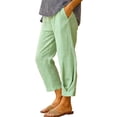 thumbnail image 1 of HEILAU Women's Casual Pants Cotton Linen Elastic Waist Pocket Straight Leg Pants Womens Linen Pants Light Green 2XL, 1 of 4