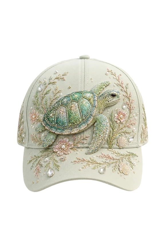 Womens Spring Fall Fashion Mint Green Sea Turtle Print Snapback Hat Ocean Themed Baseball Cap Summer Beach Vacation Sun Visor Hat