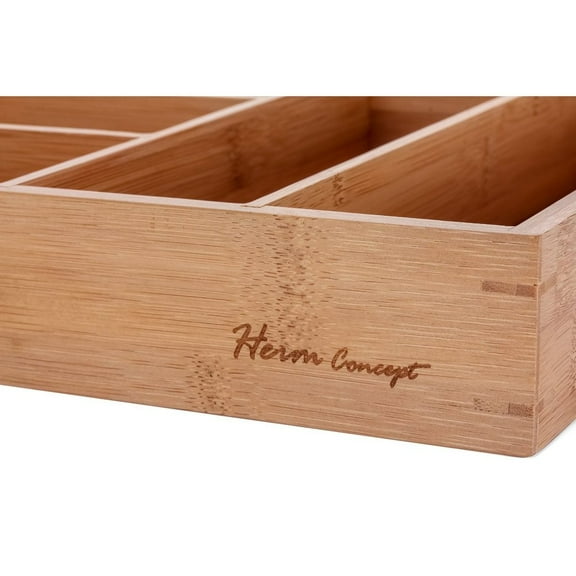 HEIM CONCEPT Organic Bamboo Utility Drawer 6-Slot Organizer Cutlery Tray