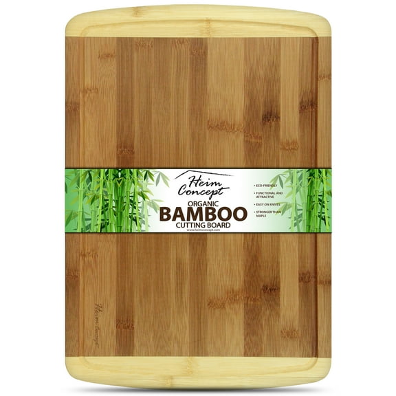 [ HEIM CONCEPT ] Organic Bamboo Wood Large [18x12x1] Cutting Board Kitchen Chopping Block End Groove