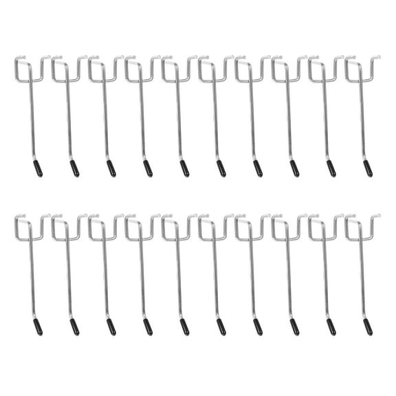 HEIN Shelf Pegboard Hooks, Iron Silver black, 1.18"W 20 Pieces