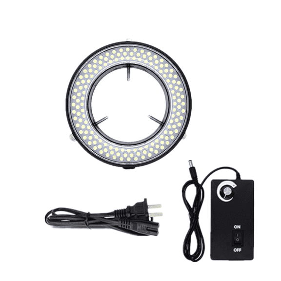 Microscope 144 Led Ring Light Lamp Adjustable Illuminator,flexible Source For Lab Stereo Camera,with Industry Power Adapter For Eg-sm Microscope Eyepiece Eyeshields Or Eye-guards(Black)