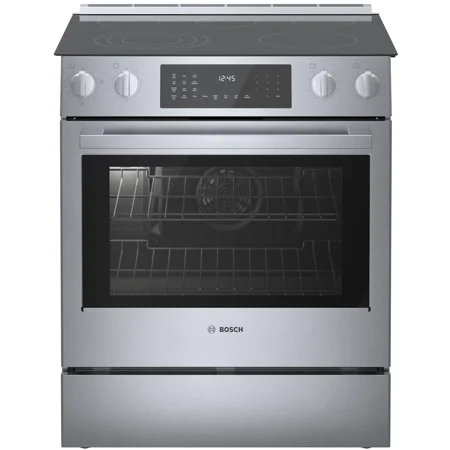 Bosch - 4.6 Cu. Ft. Self-Cleaning Slide-In Electric Convection Range - Stainless steel