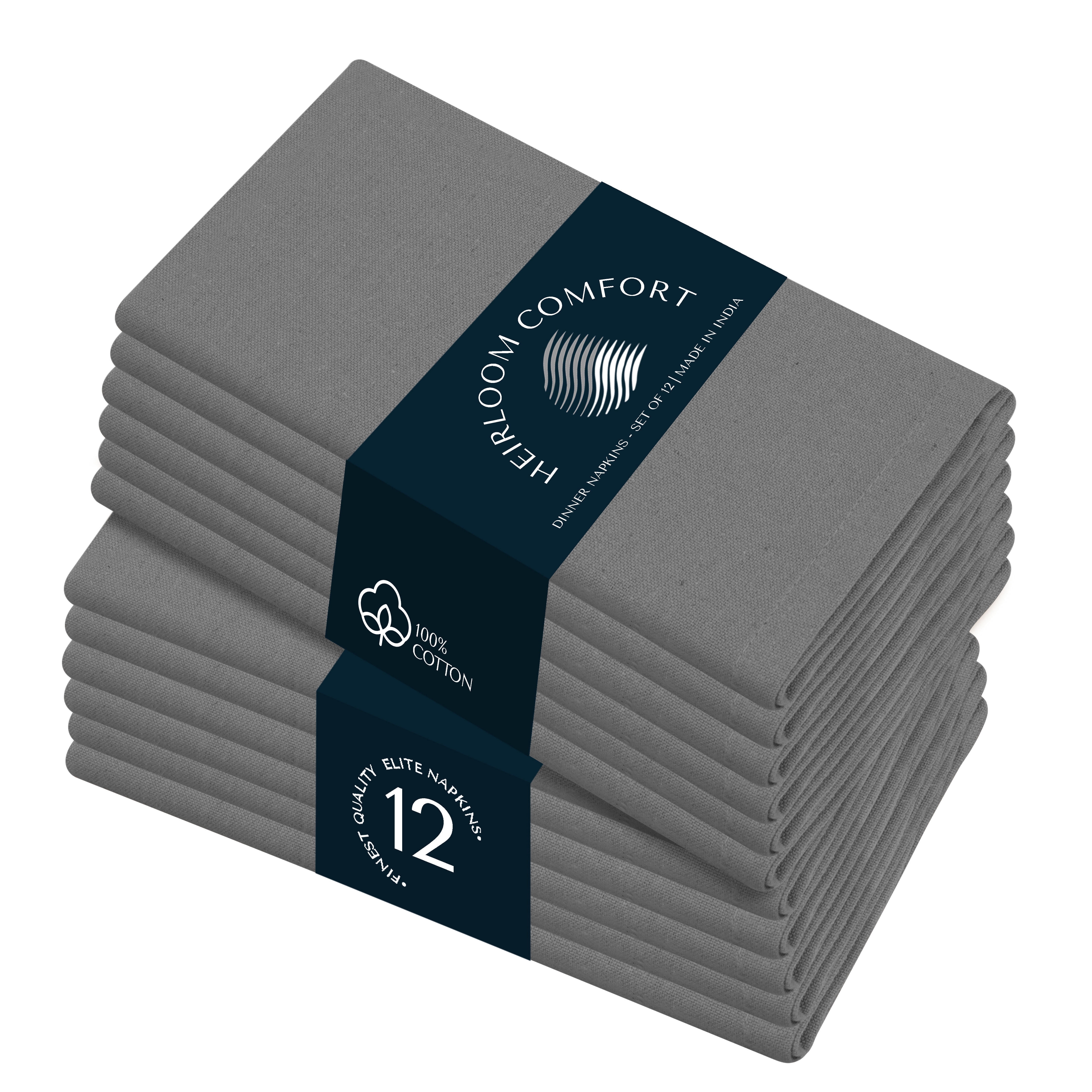 HEIRLOOM COMFORT Ash Grey Cloth Napkins 17