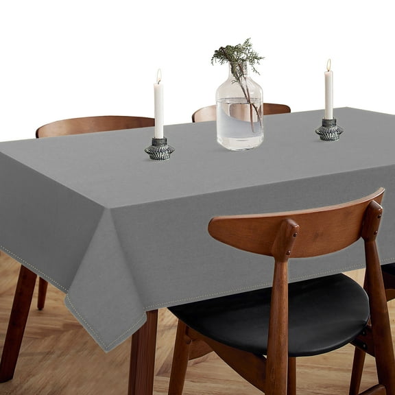 HEIRLOOM COMFORT Ash Grey Cotton Tablecloth, Tabletop 52x70 Inch, Fits 4-6 Seats, Soft, Durable, Washable, Wrinkle Resistant, Rectangle Table Cloth for Dining, Events, Modern Decor, Home Dining