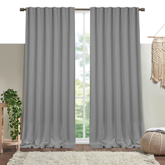 HEIRLOOM COMFORT Ash Grey Solid Panel Curtains, 63 Inches Long, Set of 2, 100% Cotton, Light Filtering for Privacy, Chic Farmhouse Minimalism, Ideal for Bedroom, Living Room, 54" W x 63" L