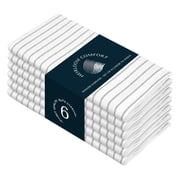 HEIRLOOM COMFORT Ash Grey Stripe Dinner Napkins Set of 6, 18x18 Inch, 100% Cotton, Reusable and Washable Fabric, Soft, Classic Striped Table Linen Napkin for Everyday Dining, Luncheon, Formal Events