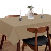 HEIRLOOM COMFORT Beige Cotton Tablecloth, Table Cover 52x70 Inch, Fits 4-6 Seats, Soft, Durable, Washable, Wrinkle Resistant, Rectangle Table Cloth for Dining, Family Dinner, Everyday Use, Home Decor