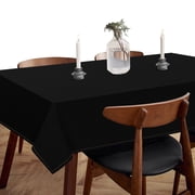 HEIRLOOM COMFORT Black Cotton Table Cloth, 60x102 Inch, Fits 8-10 Seats, Soft, Durable, Washable, Wrinkle Resistant, Rectangle Tablecloth for Dining, Formal Dinner, Party Decor, Events, All Seasons