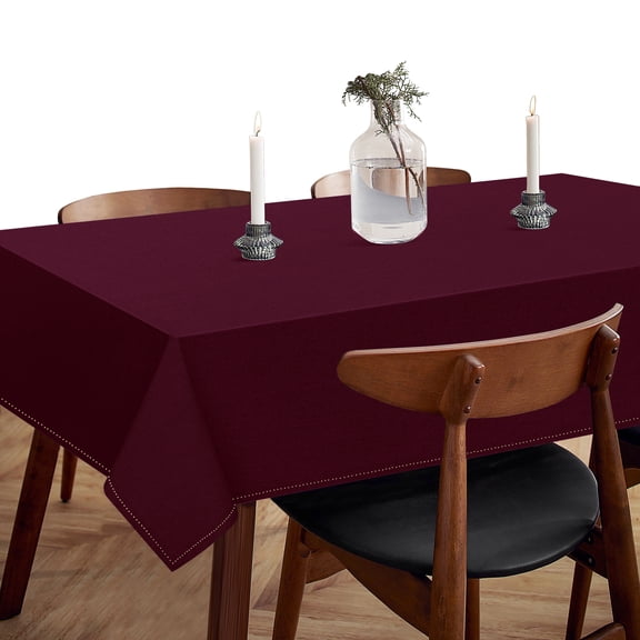 HEIRLOOM COMFORT 100% Cotton Tablecloth, 60x84 Inch Rectangle Table Cloth for Kitchen & Dining Table, Washable & Wrinkle Resistant Solid Color Cotton Tablecloths for 6-8 Seats (Brown)